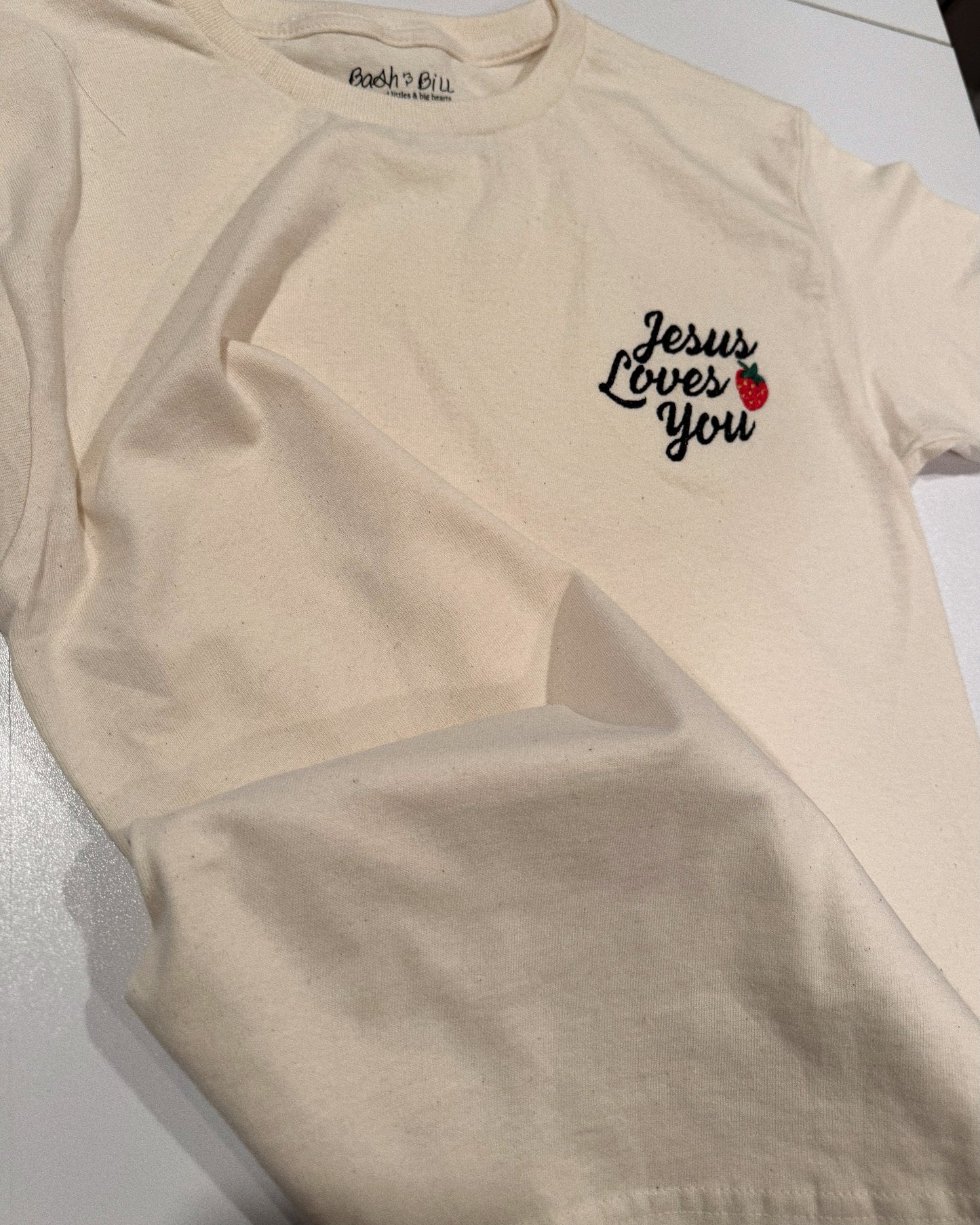Embroidered "Jesus Loves You" Tee