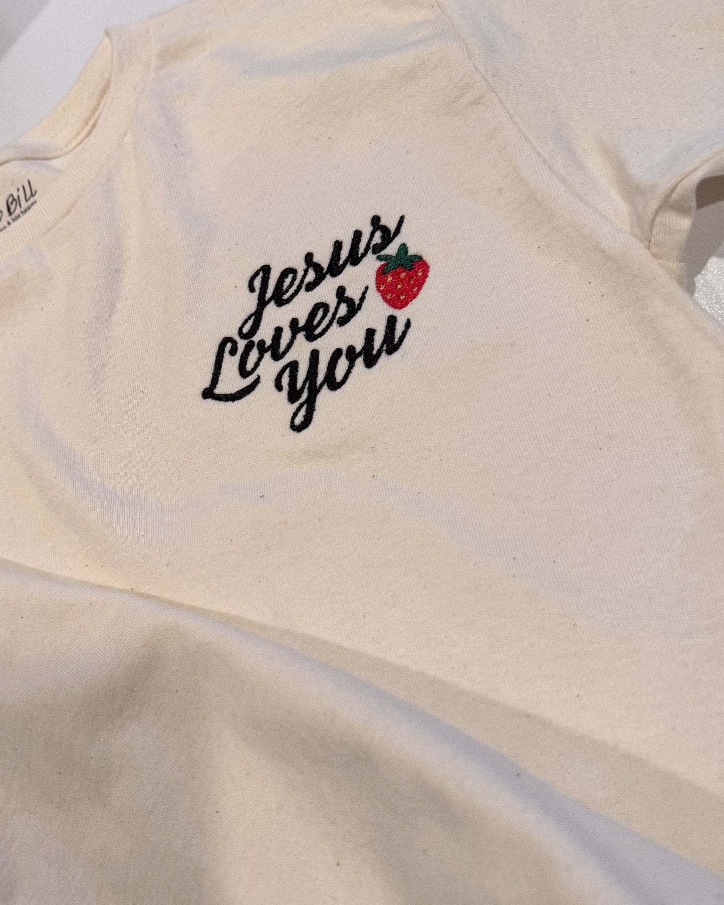 Embroidered "Jesus Loves You" Tee