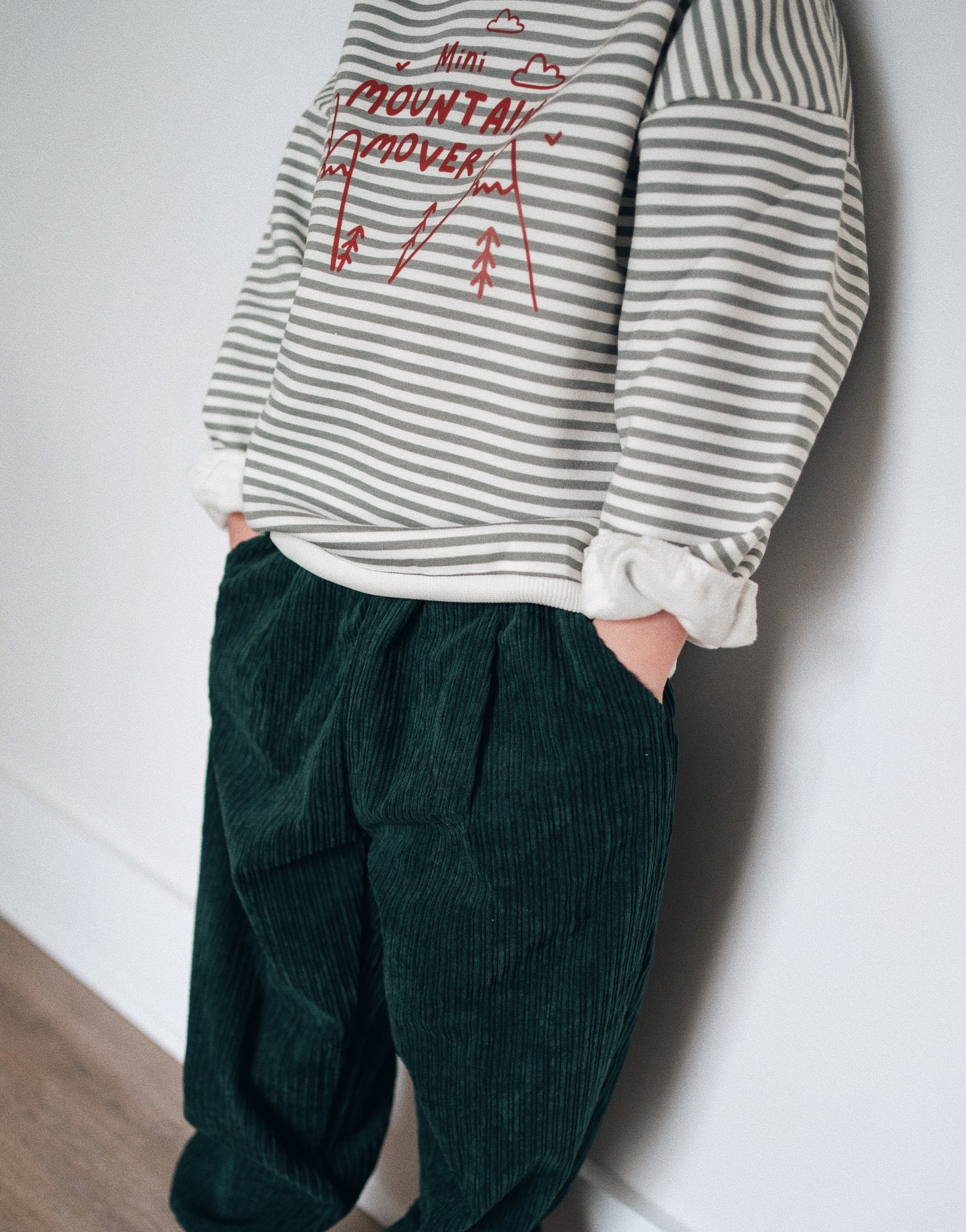 "Mini Mountain Mover" Graphic Pullover - Striped