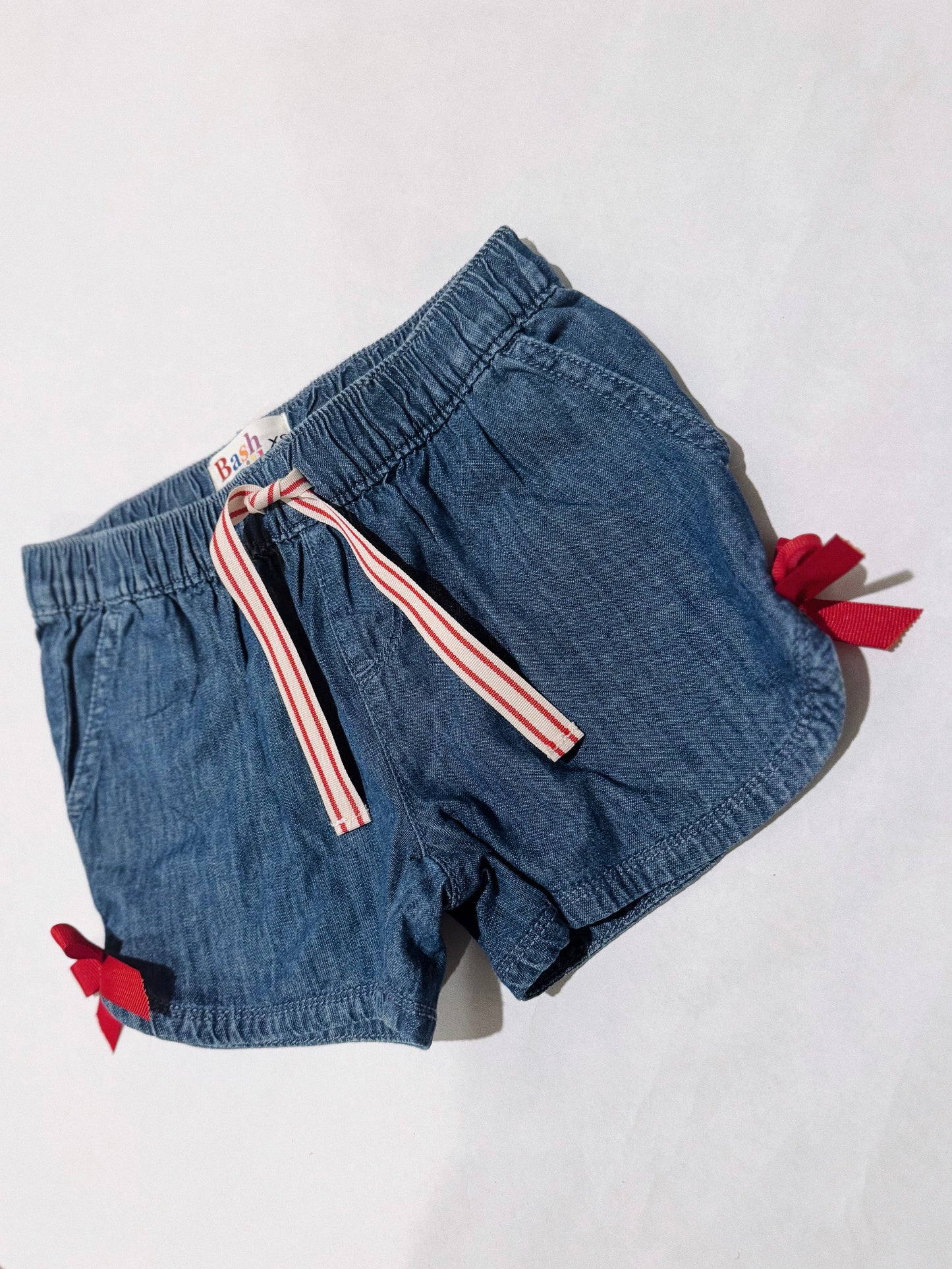Denim Side-Bow Shorts