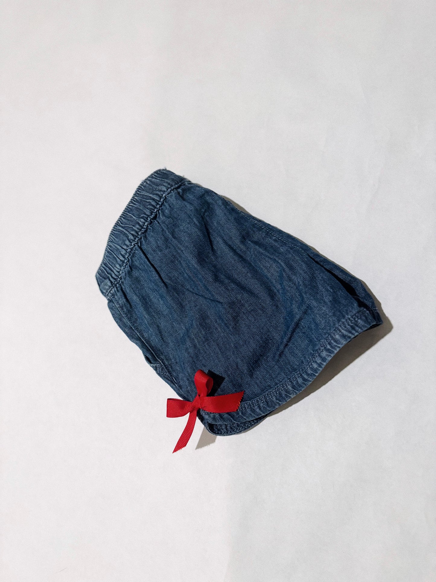 Denim Side-Bow Shorts
