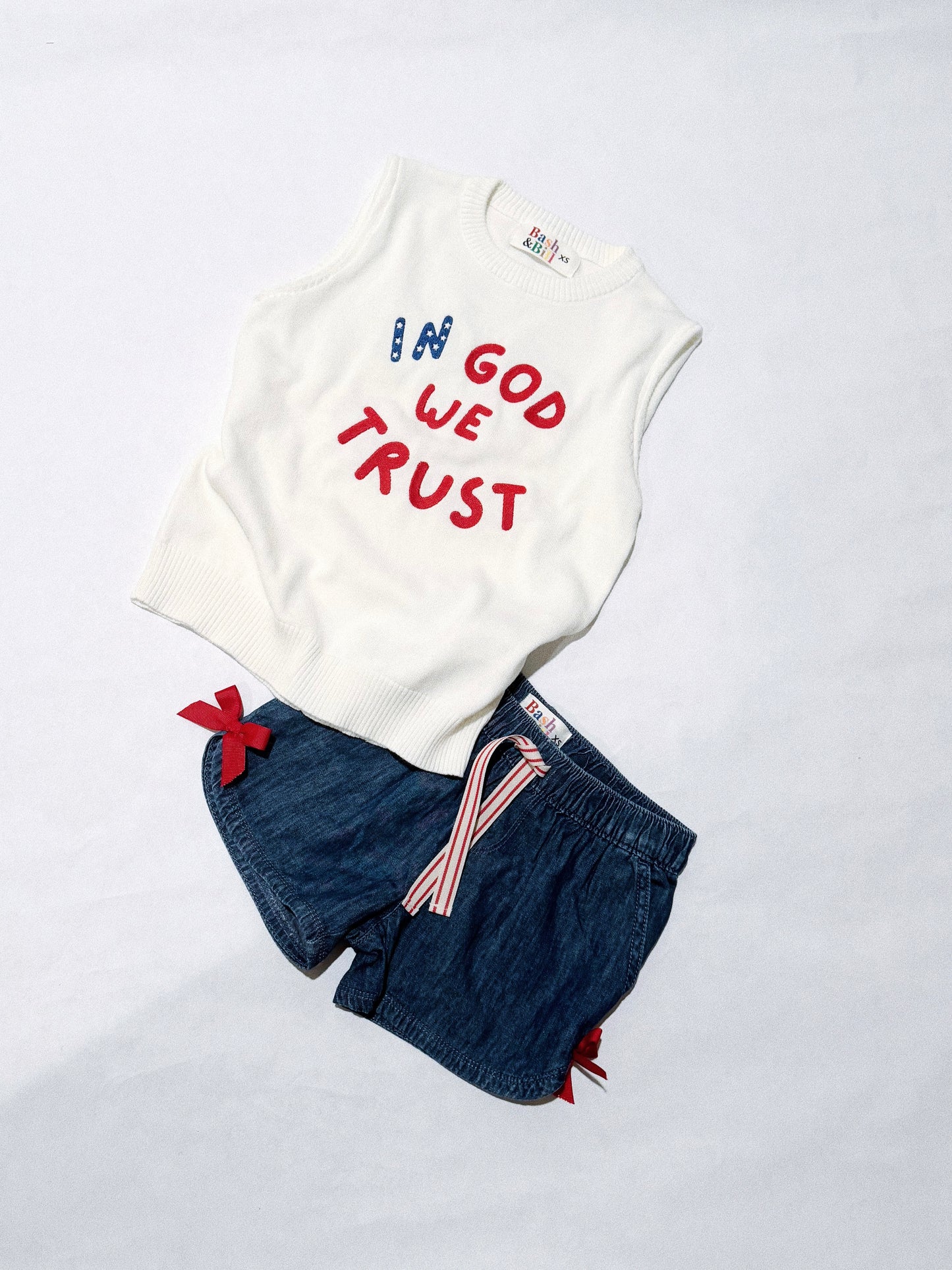 Denim Side-Bow Shorts