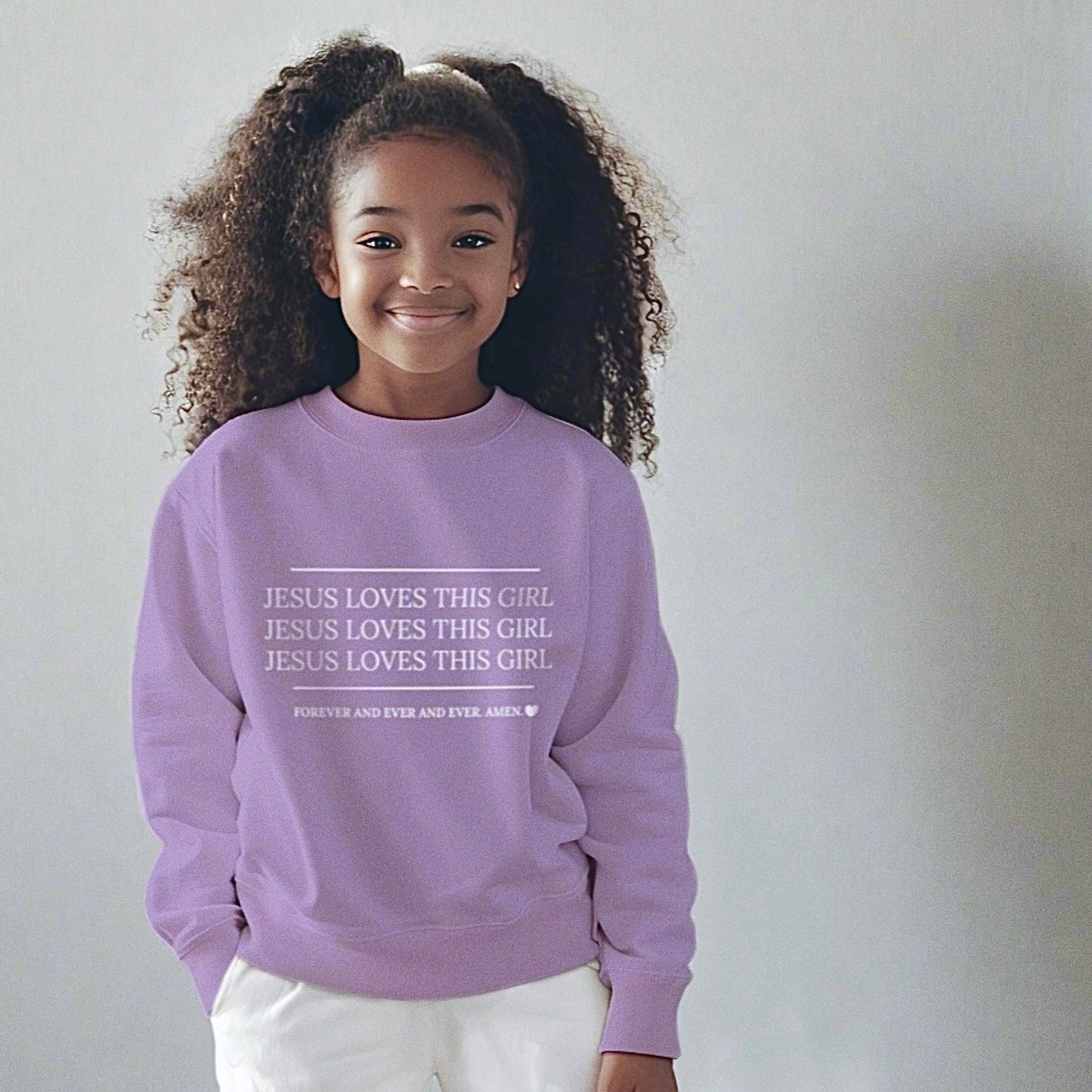 "Jesus Loves this Girl" Crewneck Pullover - Lavender