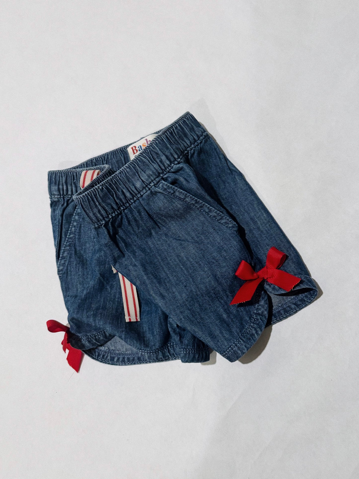 Denim Side-Bow Shorts