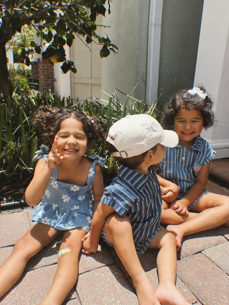 Cotton Striped Top & Short set - Denim