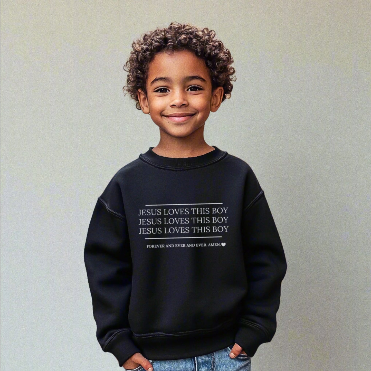 "Jesus Loves this Boy" Crewneck Pullover - Black