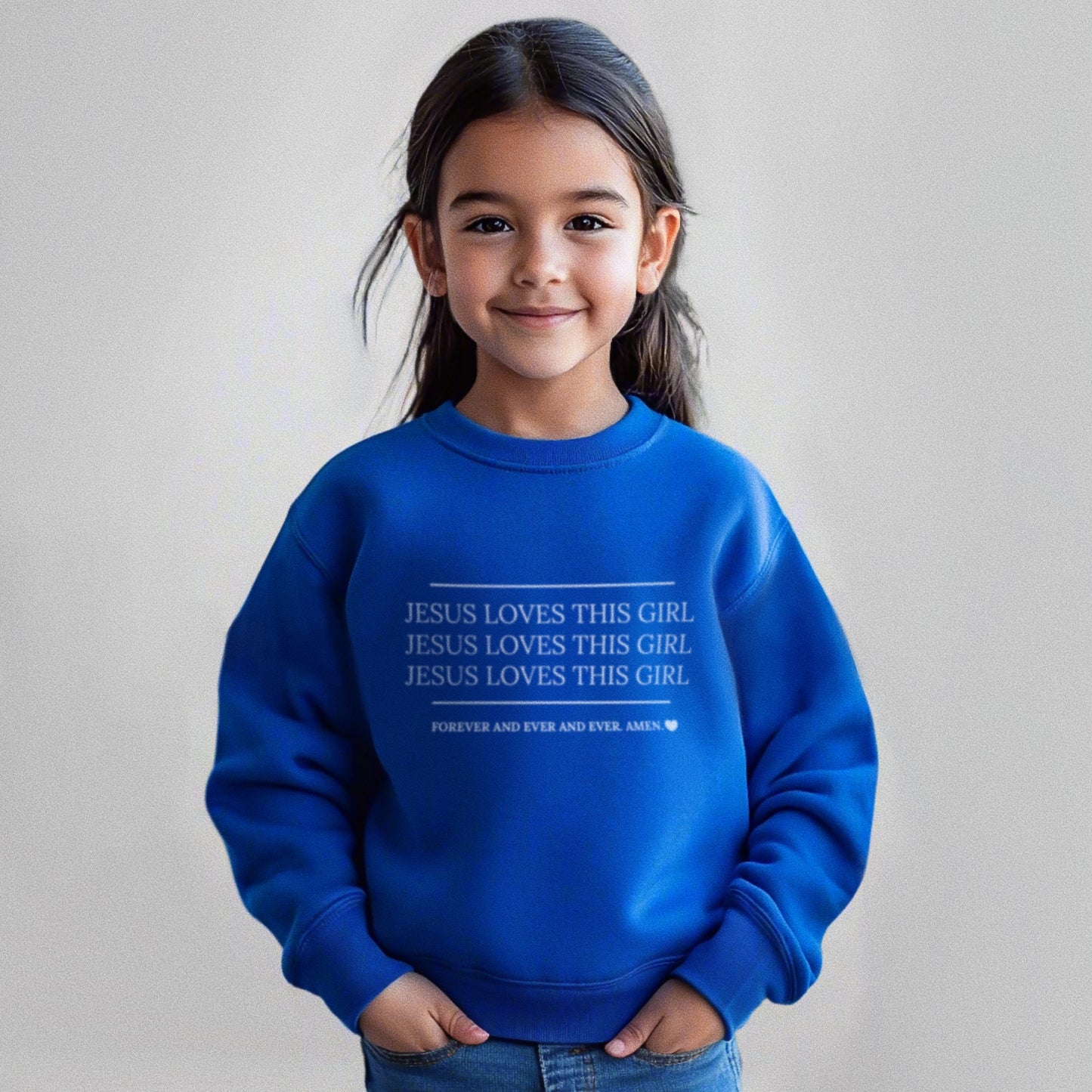 "Jesus Loves this Girl" Crewneck Pullover - Royal Blue