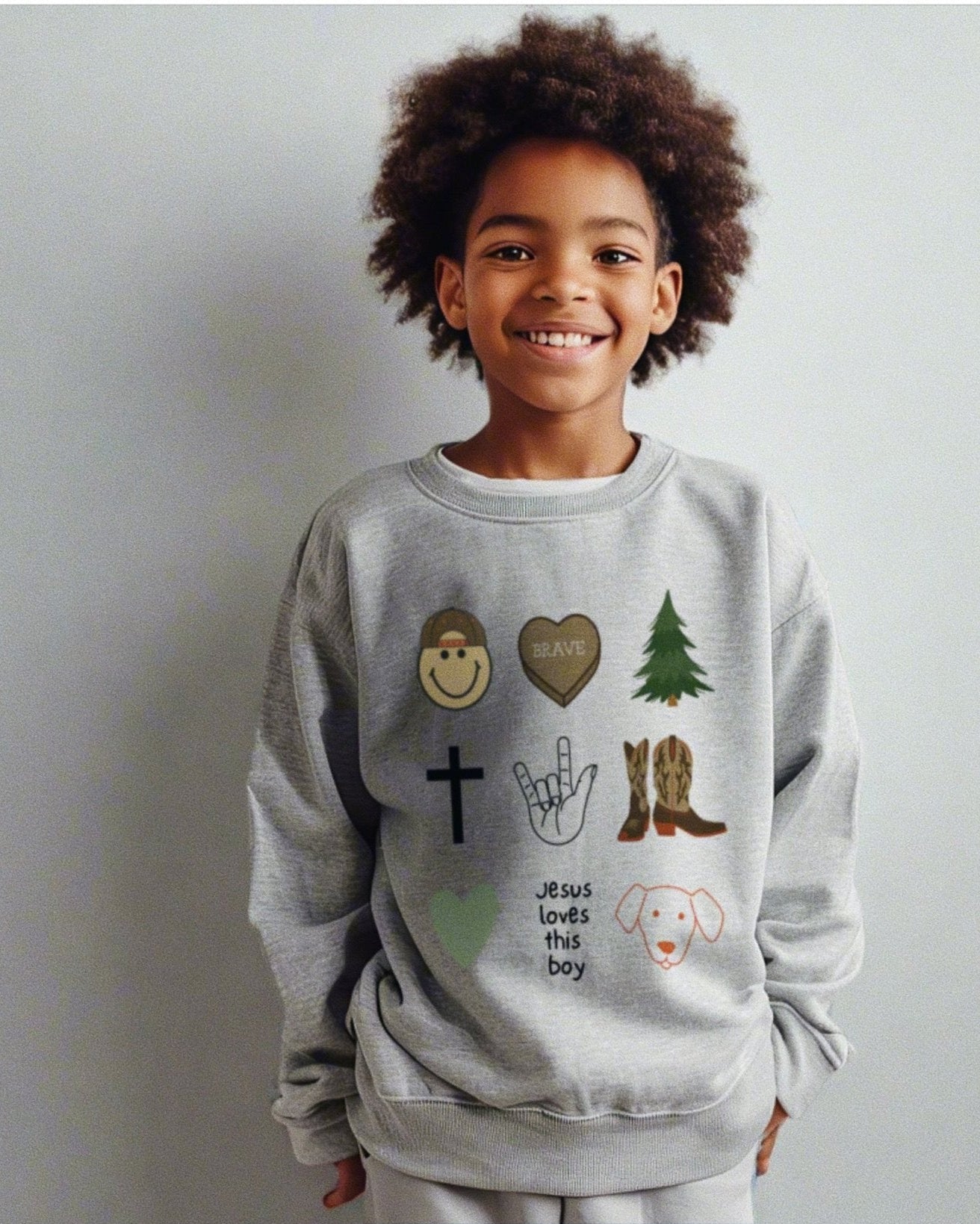 "Loved Boy Doodles" Crewneck Pullover