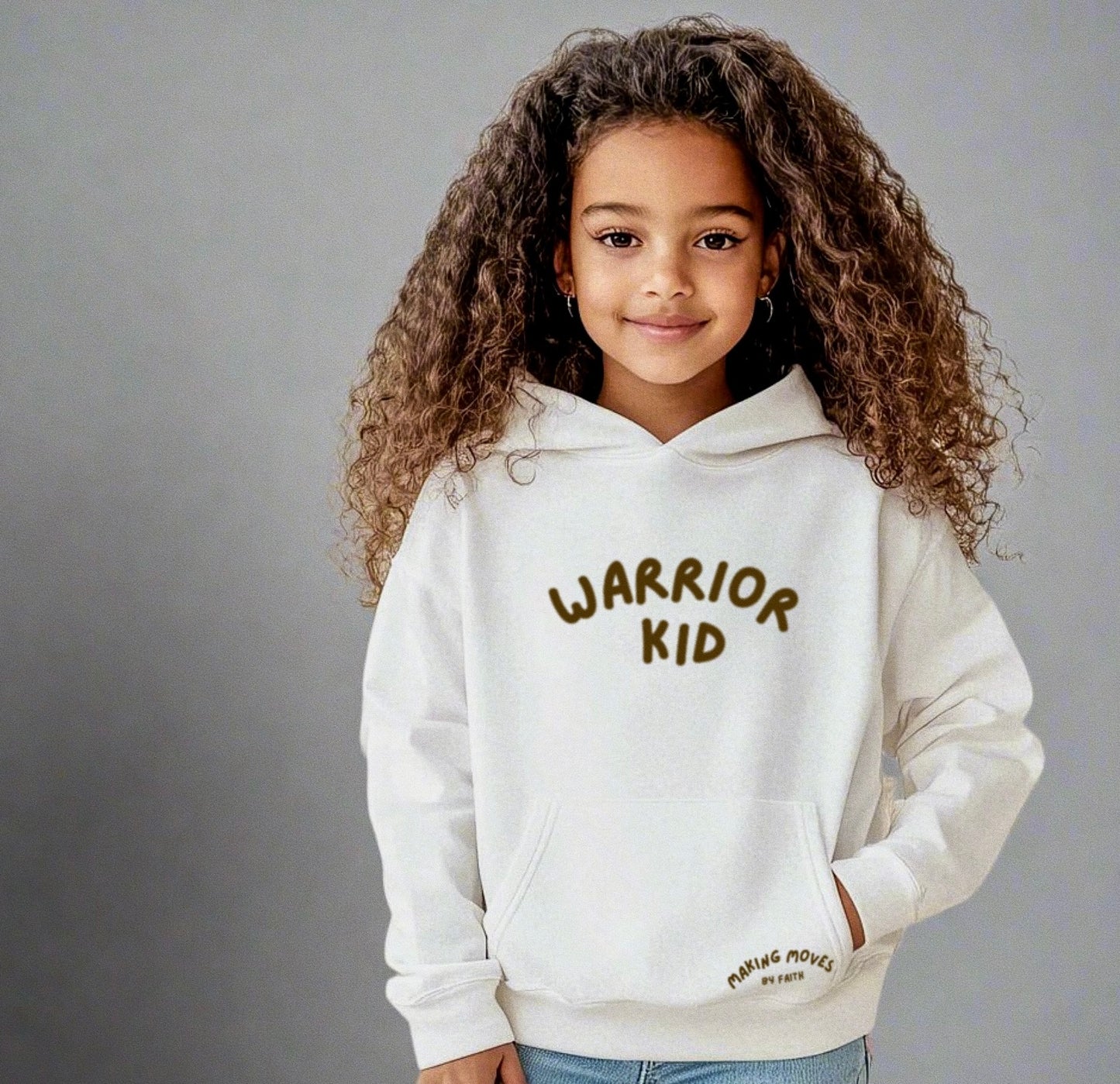 "Warrior Kid" Graphic Hoodie - White