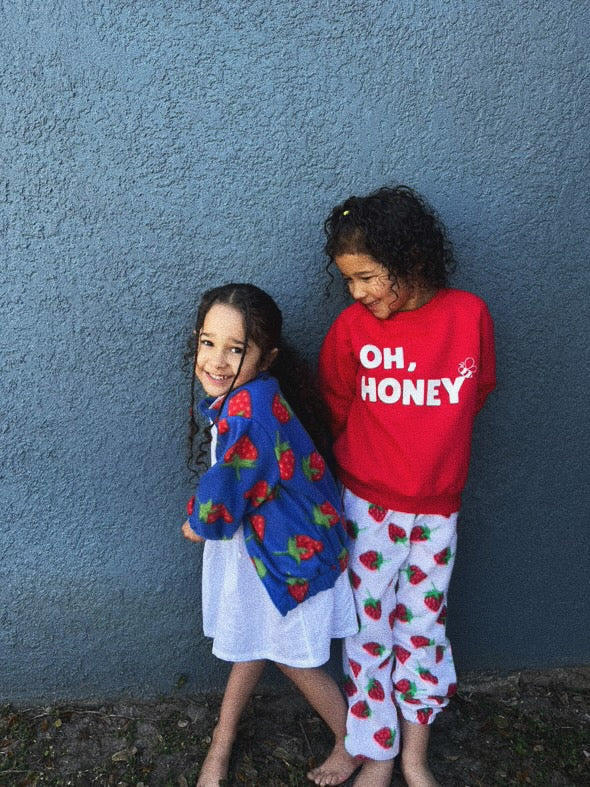 "Oh, Honey" Graphic Pullover - Red