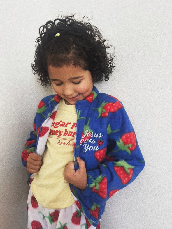 Strawberry Fleece Jacket - Blue