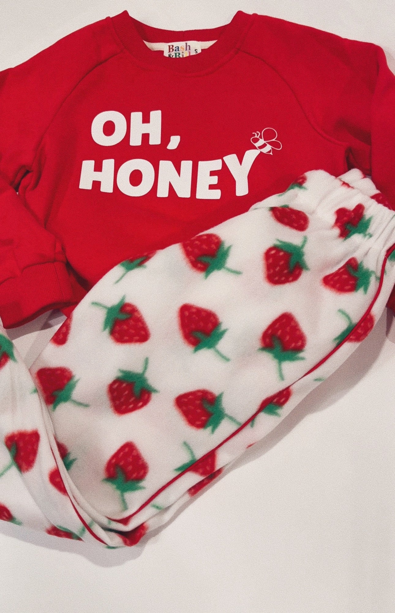Strawberry Fleece Pants - White