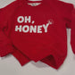 "Oh, Honey" Graphic Pullover - Red