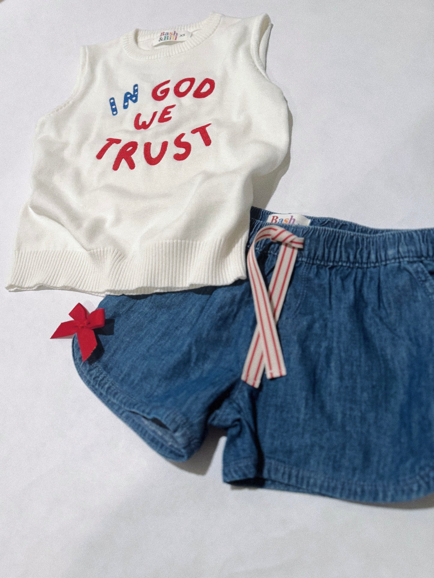 Denim Side-Bow Shorts