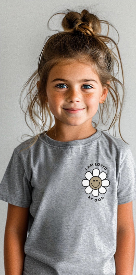 "I Am Loved By God" Flower Tee - Gray