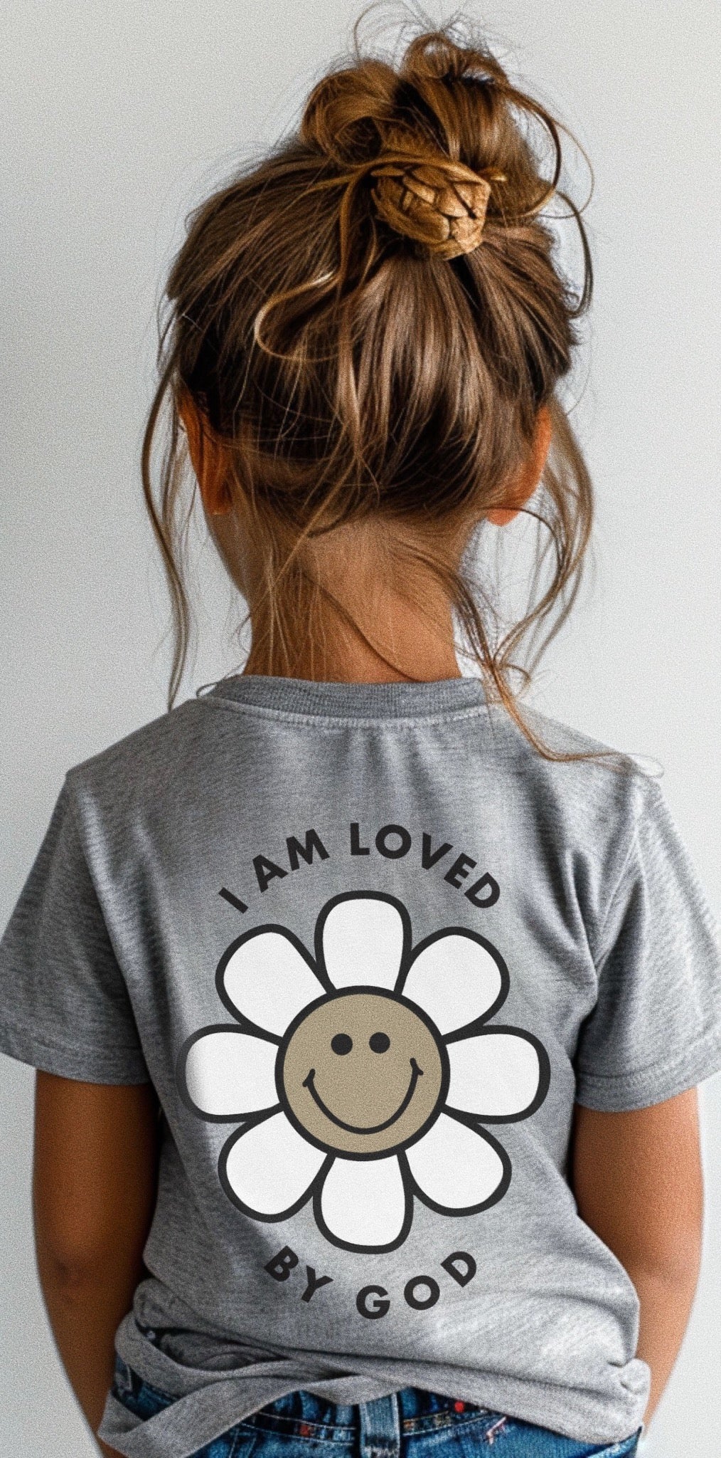 "I Am Loved By God" Flower Tee - Gray