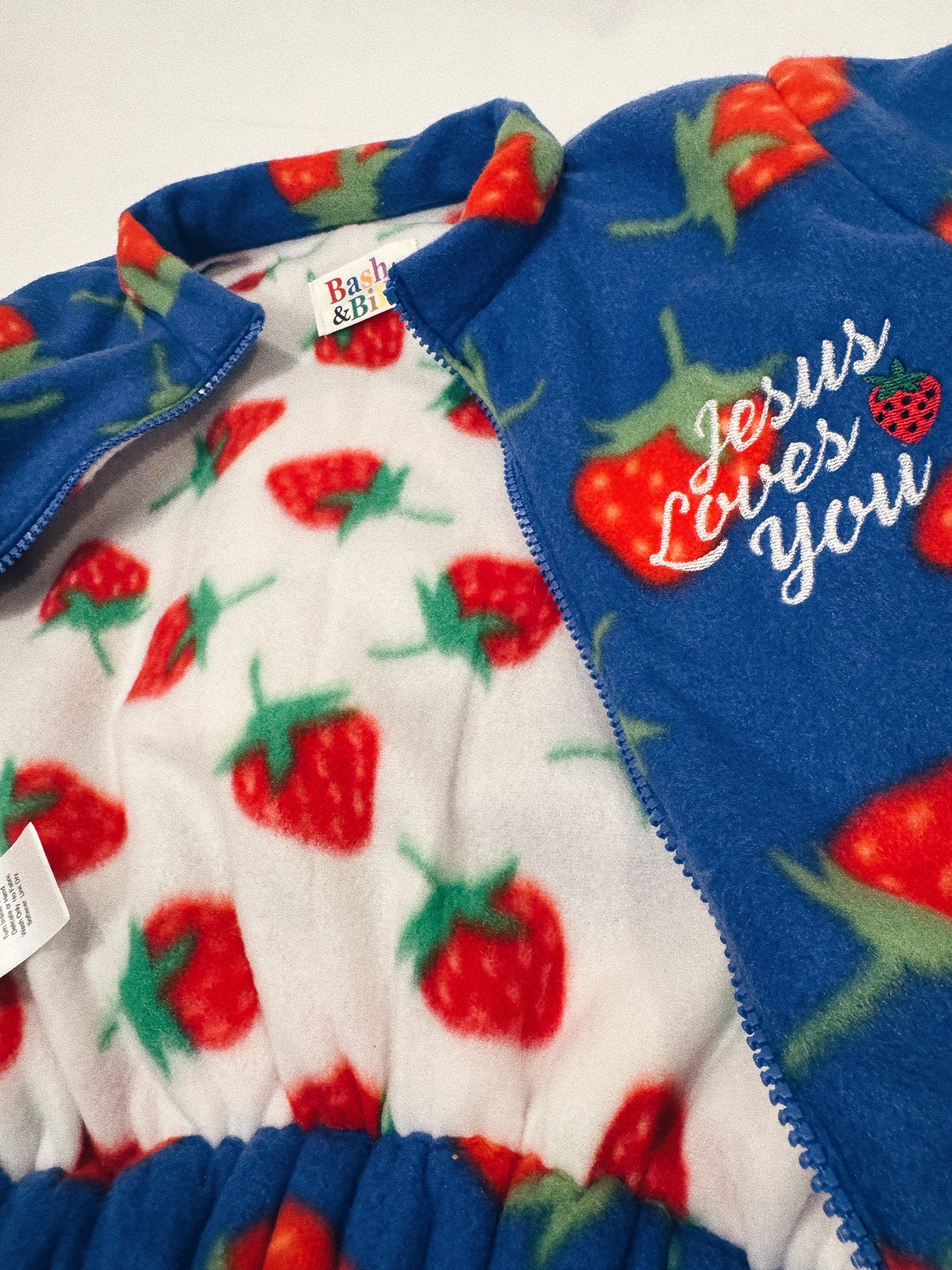 Strawberry Fleece Jacket - Blue