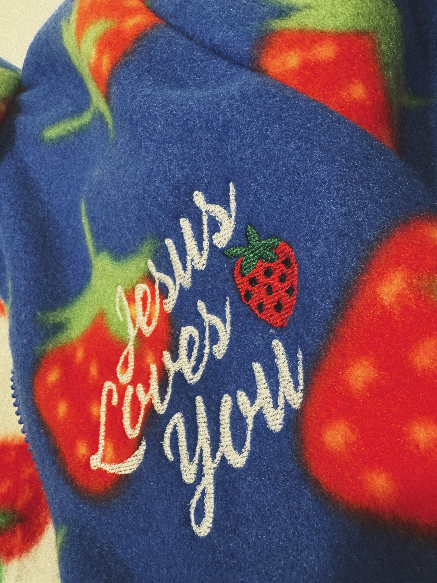 Strawberry Fleece Jacket - Blue
