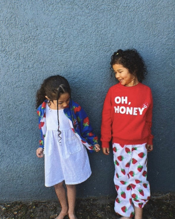 "Oh, Honey" Graphic Pullover - Red