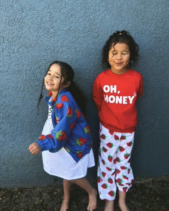Strawberry Fleece Pants - White