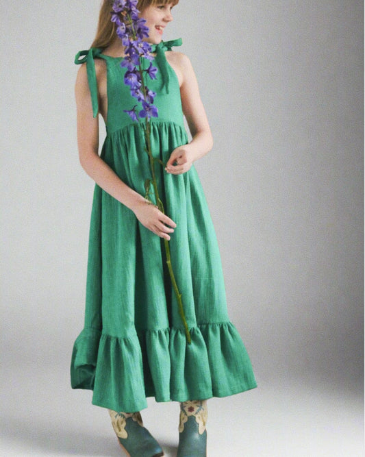 Tie-Shoulder Maxi Dress - Green