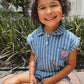 Cotton Striped Top & Short set - Denim