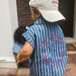 Cotton Striped Top & Short set - Denim