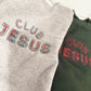 Embroidered "Club Jesus" Crewneck - Red Plaid