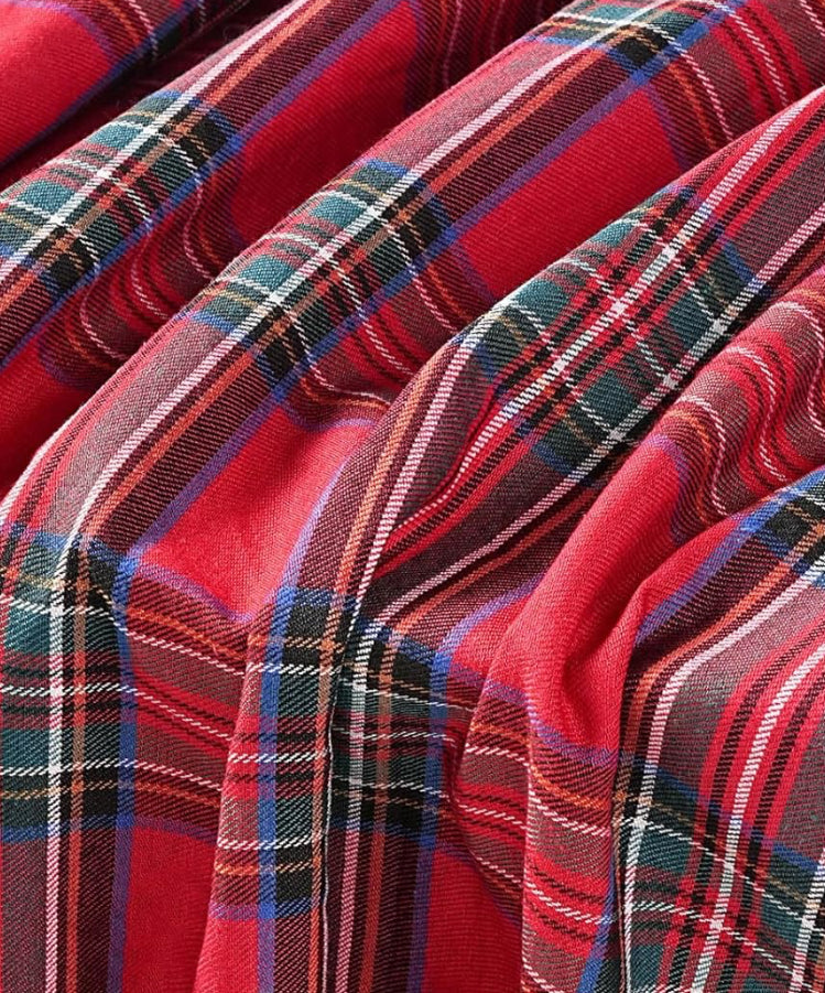 Embroidered "Club Jesus" Crewneck - Red Plaid