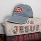 "Club Jesus" Patch Cotton Cap - Denim
