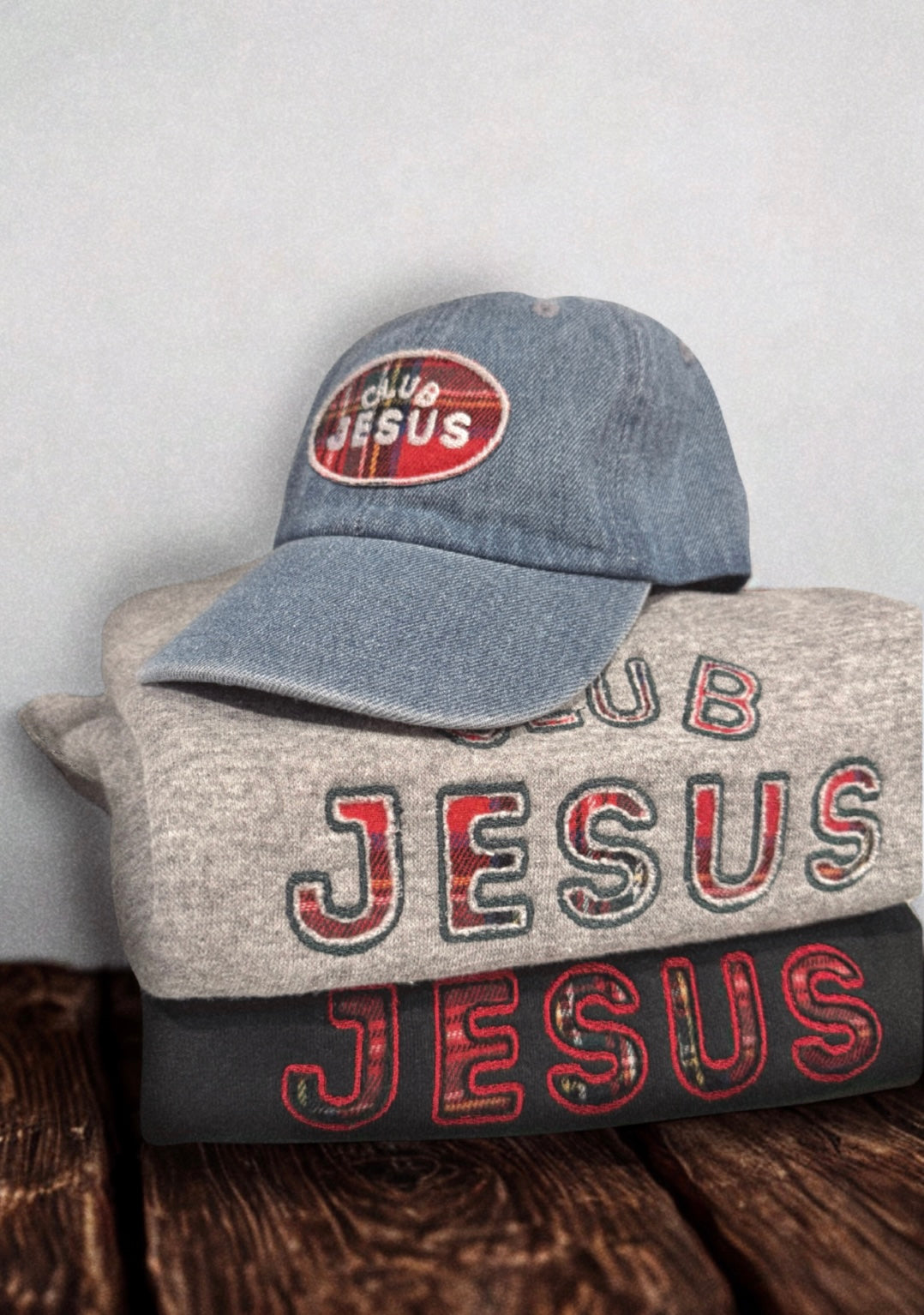 "Club Jesus" Patch Cotton Cap - Denim