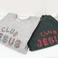 Embroidered "Club Jesus" Crewneck - Red Plaid