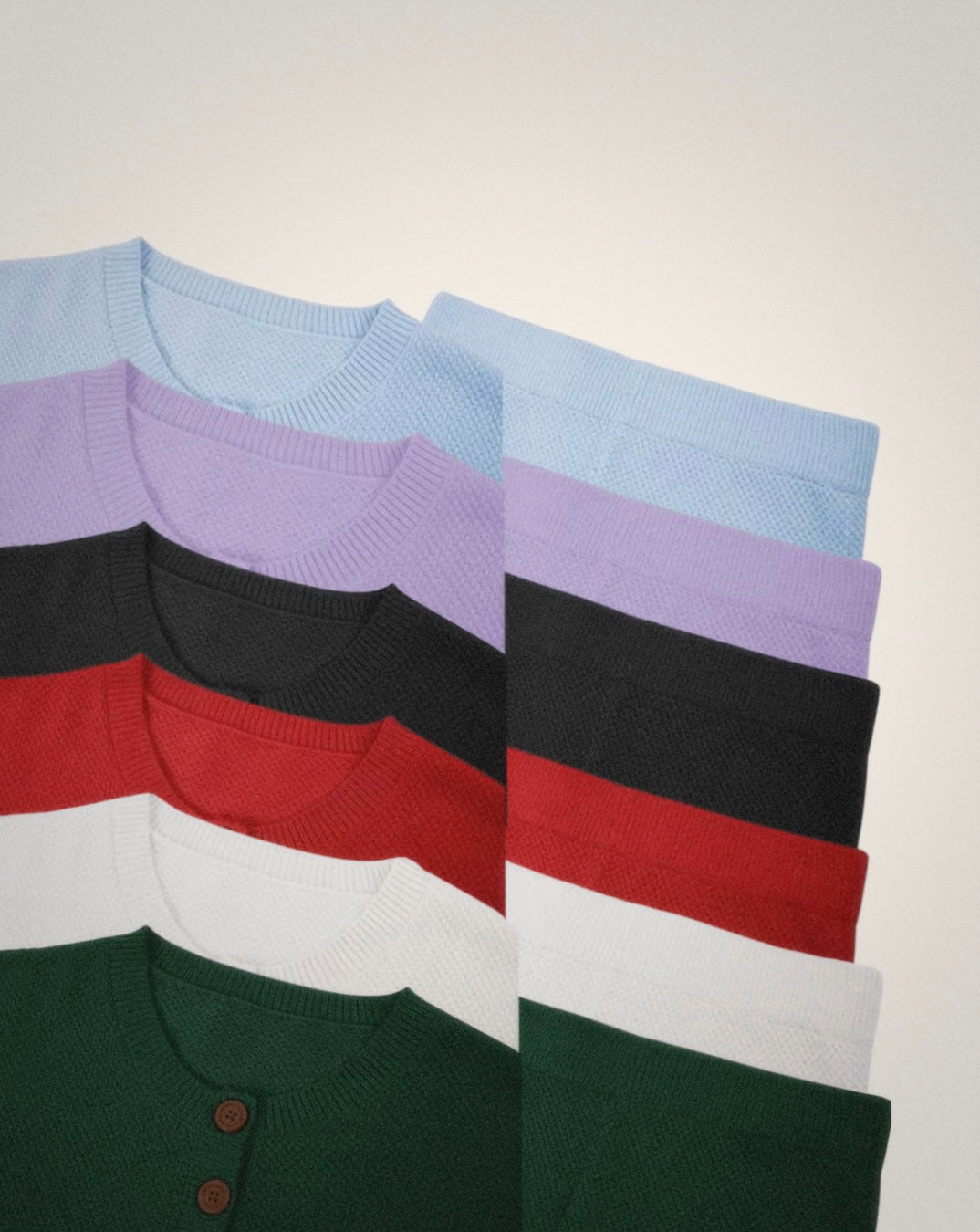 Knitted Henley Set - Ivory