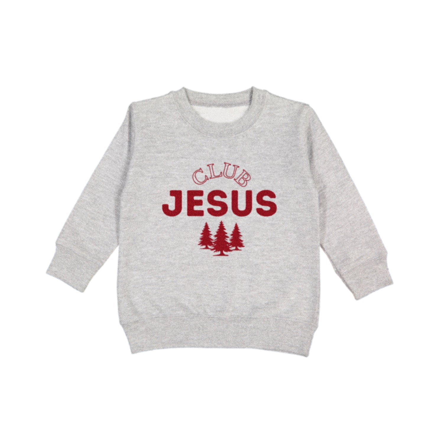 "Club Jesus" Trio Tree Graphic Crewneck - Gray