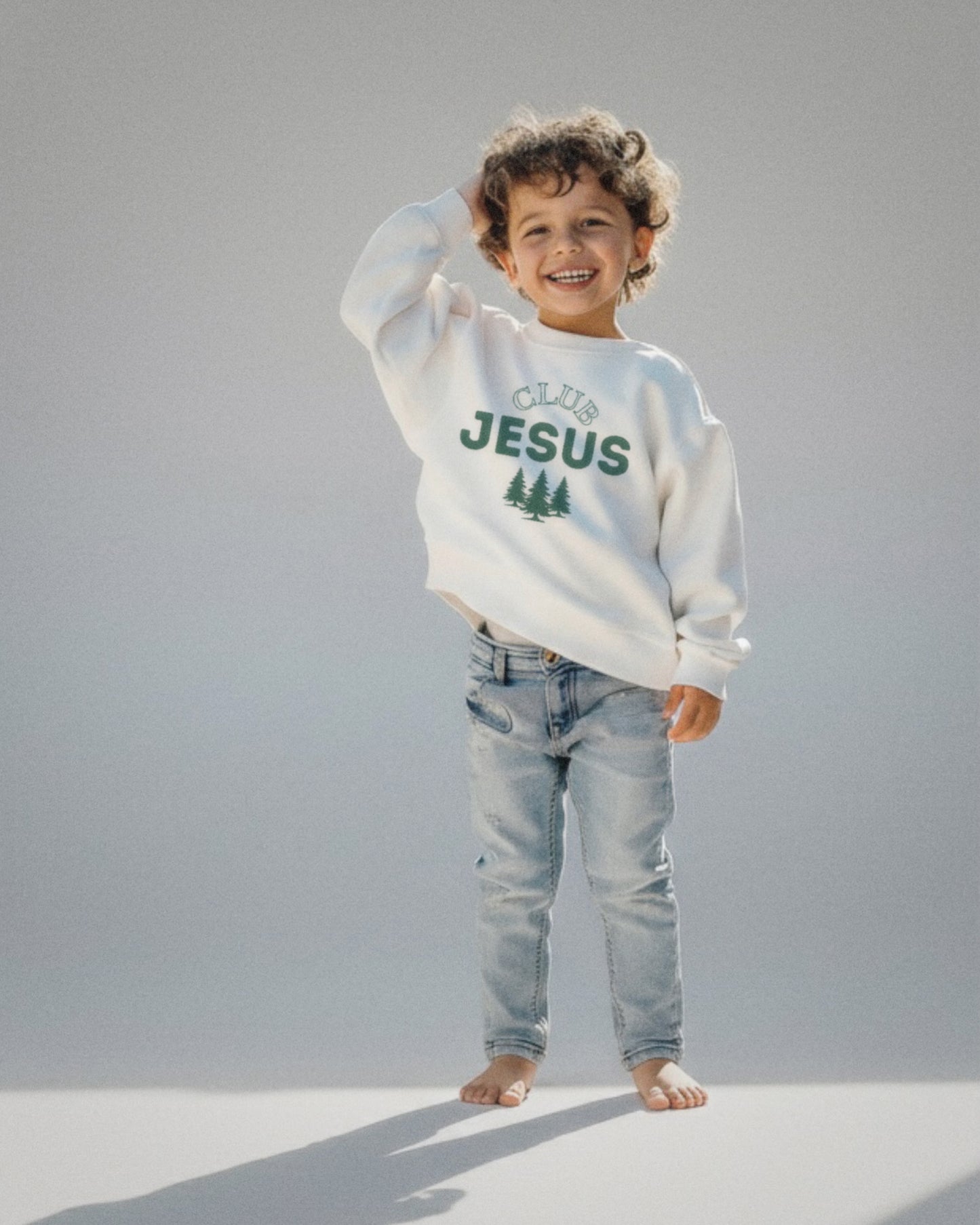 "Club Jesus"   Trio Tree Graphic Crewneck - White