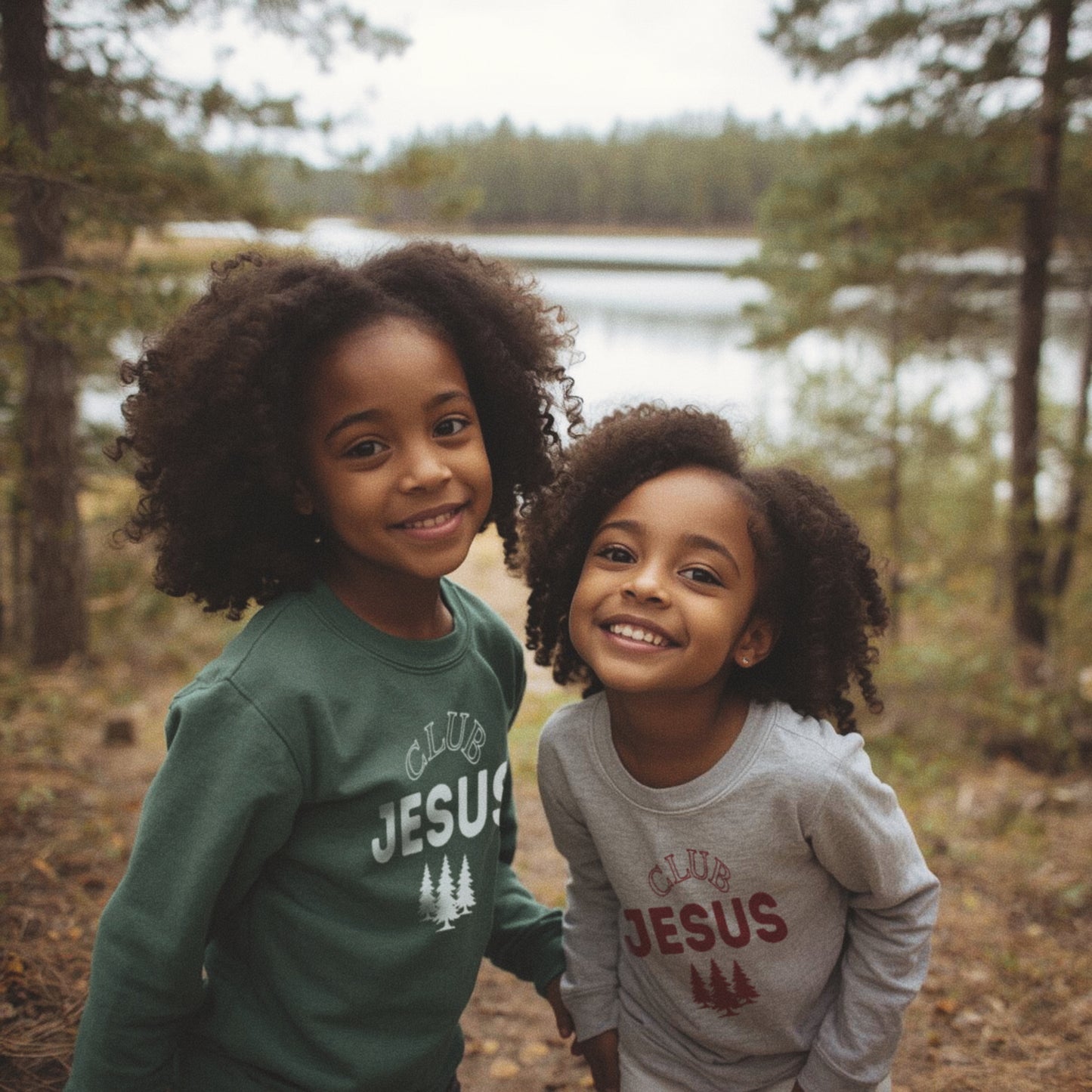 "Club Jesus" Trio Tree Graphic Crewneck - Green