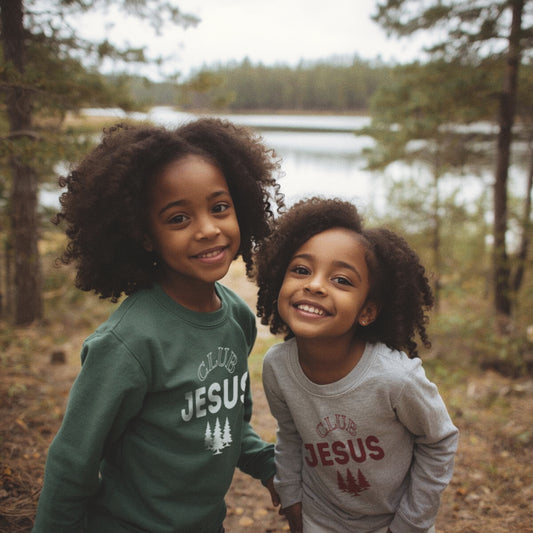 "Club Jesus" Trio Tree Graphic Crewneck - Green