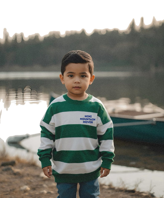 Striped "Mini Mountain Mover" Crew - Green