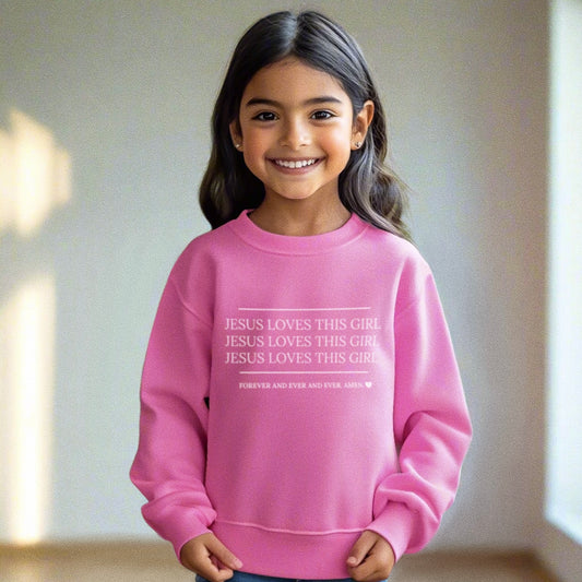 "Jesus Loves this Girl" Crewneck Pullover - Pink