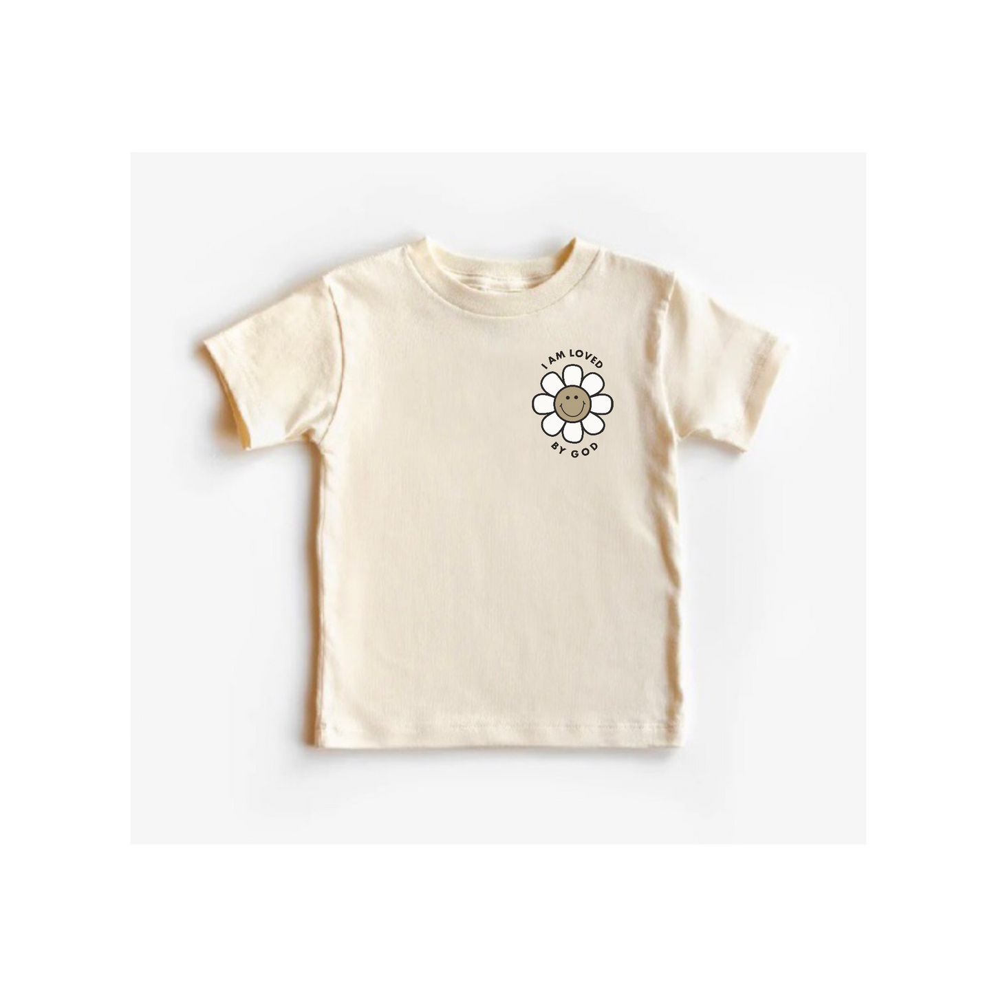 "I Am Loved By God" Flower Tee - Natural